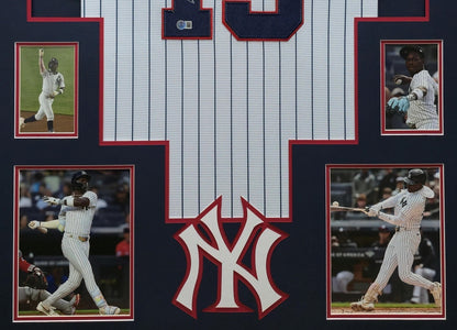 FRAMED N.Y. YANKEES JAZZ CHISHOLM JR AUTOGRAPHED SIGNED INSC JERSEY BECKETT HOLO