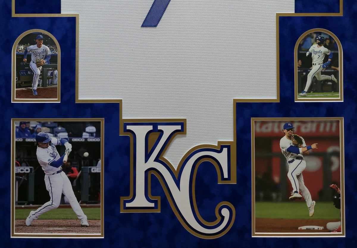 SUEDE FRAMED KANSAS CITY ROYALS BOBBY WITT JR. SIGNED JERSEY BECKETT HOLO