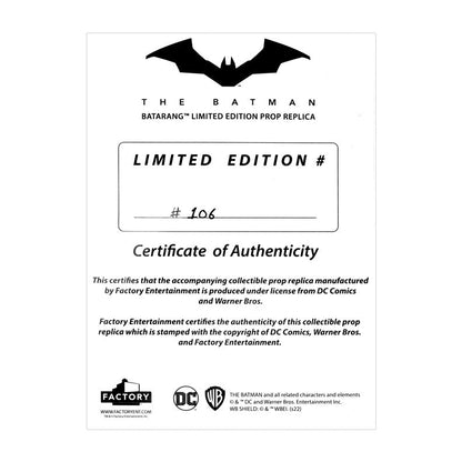 Robert Pattinson Autographed Factory Entertainment 2022 The Batman Batarang