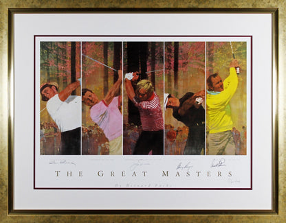 Golf Masters (5) Nicklaus, Palmer, Snead, Player Signed & Framed Lithograph BAS