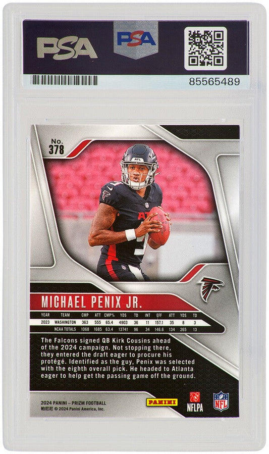 Michael Penix Jr. Signed Falcons 2024 Panini Prizm RC Card #378 -(PSA / Auto 10)
