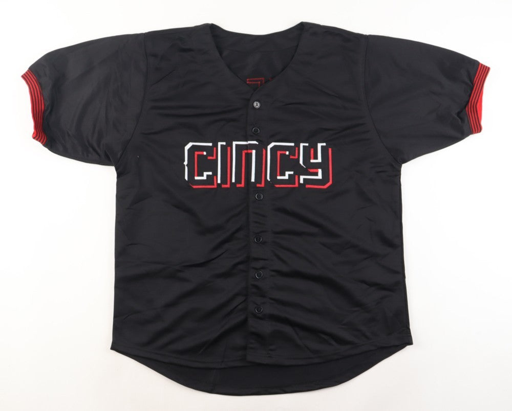 Spencer Steer Signed Cincinnati Reds Black City Connect Jersey (Playball Ink)
