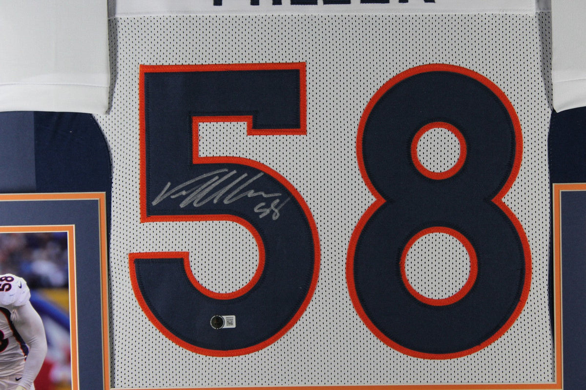 Von Miller Autographed Pro Style White XL Framed Jersey 35x43 Beckett 51230