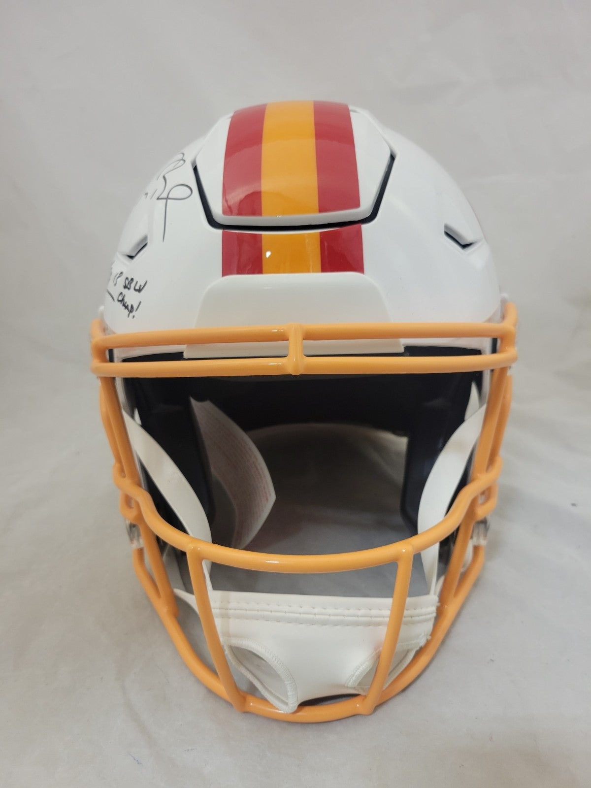 TOM BRADY & MIKE EVANS "SB CHAMPS" SIGNED BUCCANEERS THROWBACK SPEEDFLEX HELMET
