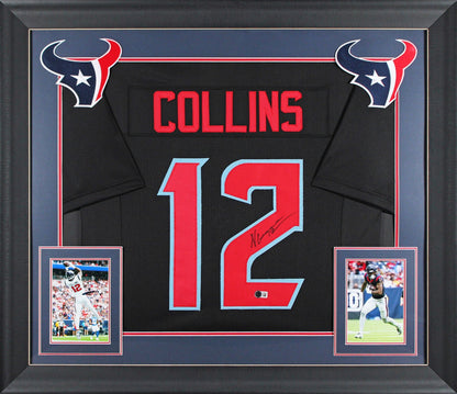 Nico Collins Signed Alternate Navy Blue Pro Style Framed Jersey BAS Witnessed