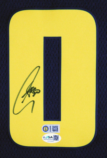 Warriors Stephen Curry Signed Navy Nike 2024 City Swingman Framed Jersey JSA