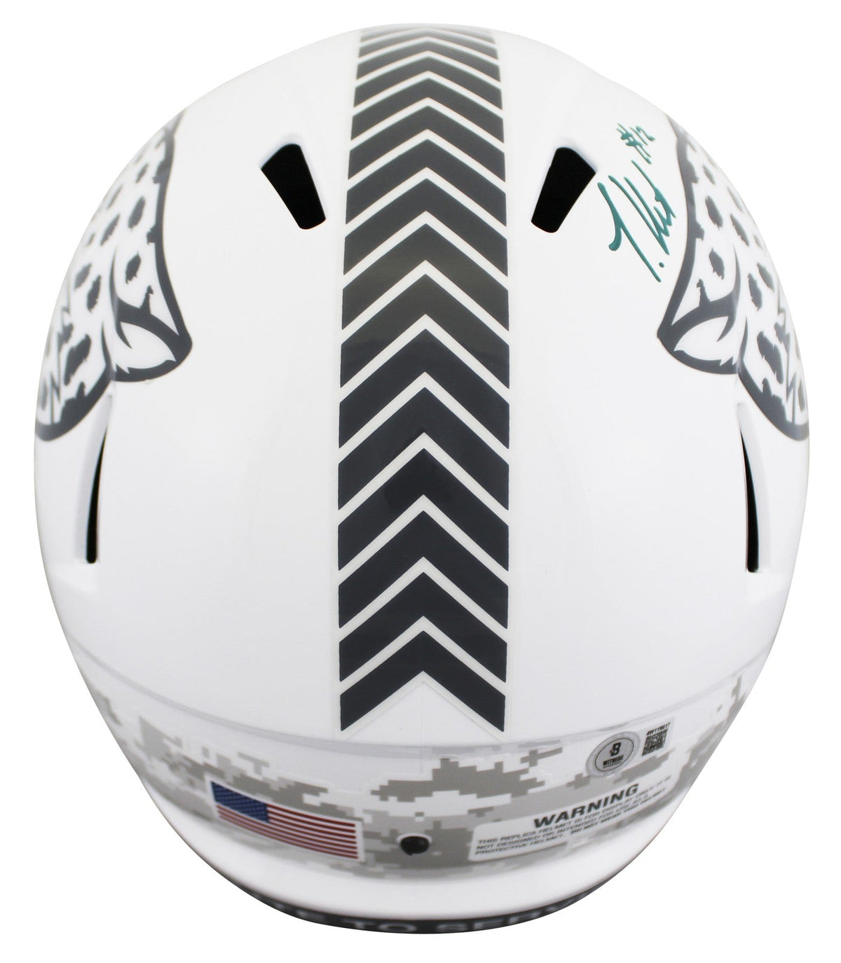 Jaguars Travis Hunter Signed Salute To Service III F/S Speed Rep Helmet BAS Wit