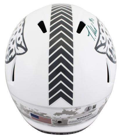 Jaguars Travis Hunter Signed Salute To Service III F/S Speed Rep Helmet BAS Wit