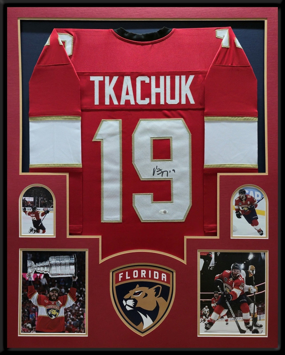 FRAMED FLORIDA PANTHERS MATTHEW TKACHUK AUTOGRAPHED SIGNED JERSEY JSA HOLO