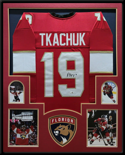 FRAMED FLORIDA PANTHERS MATTHEW TKACHUK AUTOGRAPHED SIGNED JERSEY JSA HOLO