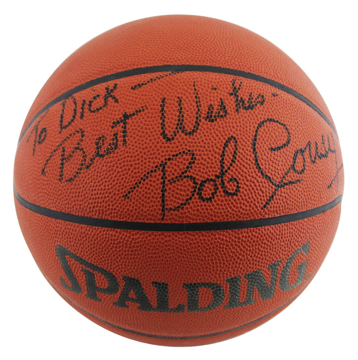 Celtics Bob Cousy Signed Spalding Official NBA Game Basketball BAS #BU55109