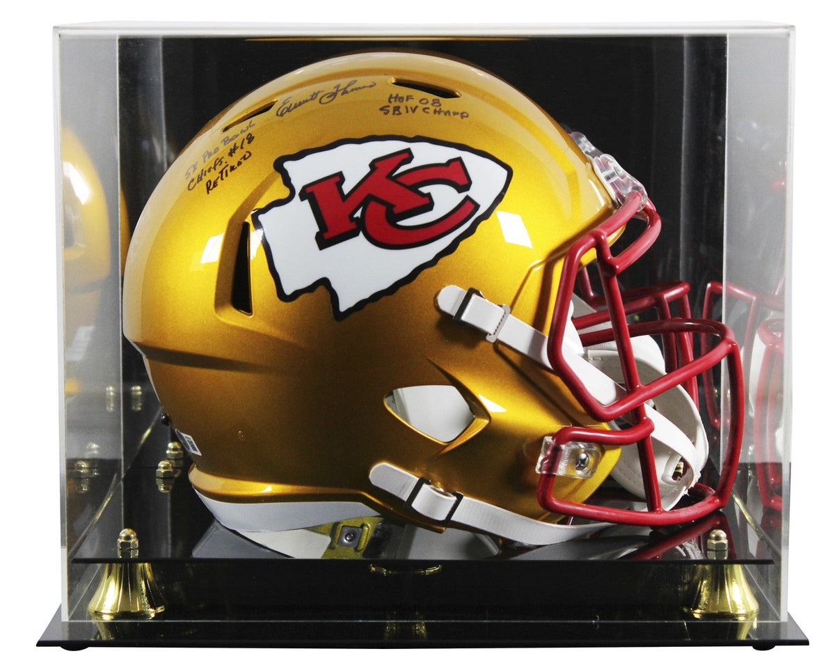 Chiefs Emmitt Thomas "Career Stat" Signed Flash F/S Speed Rep Helmet W/ Case BAS