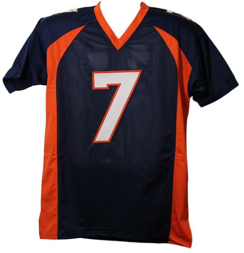 John Elway Autographed/Signed Pro Style Size XL Blue Jersey BAS 22889