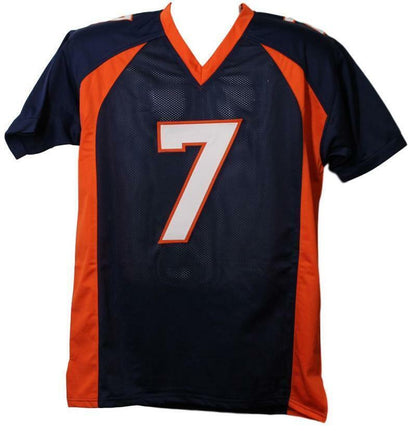 John Elway Autographed/Signed Pro Style Size XL Blue Jersey BAS 22889