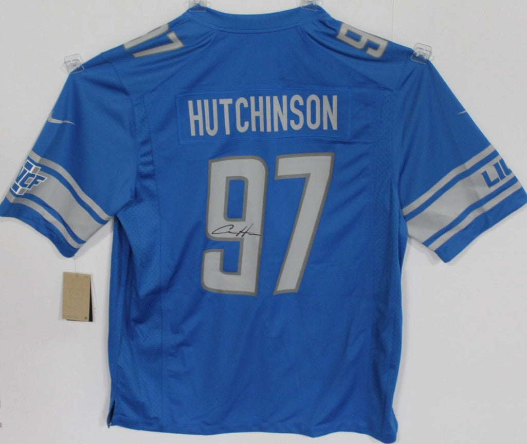 AIDAN HUTCHINSON SIGNED DETROIT LIONS 2023 NIKE SCREENPRINT JERSEY BECKETT COA