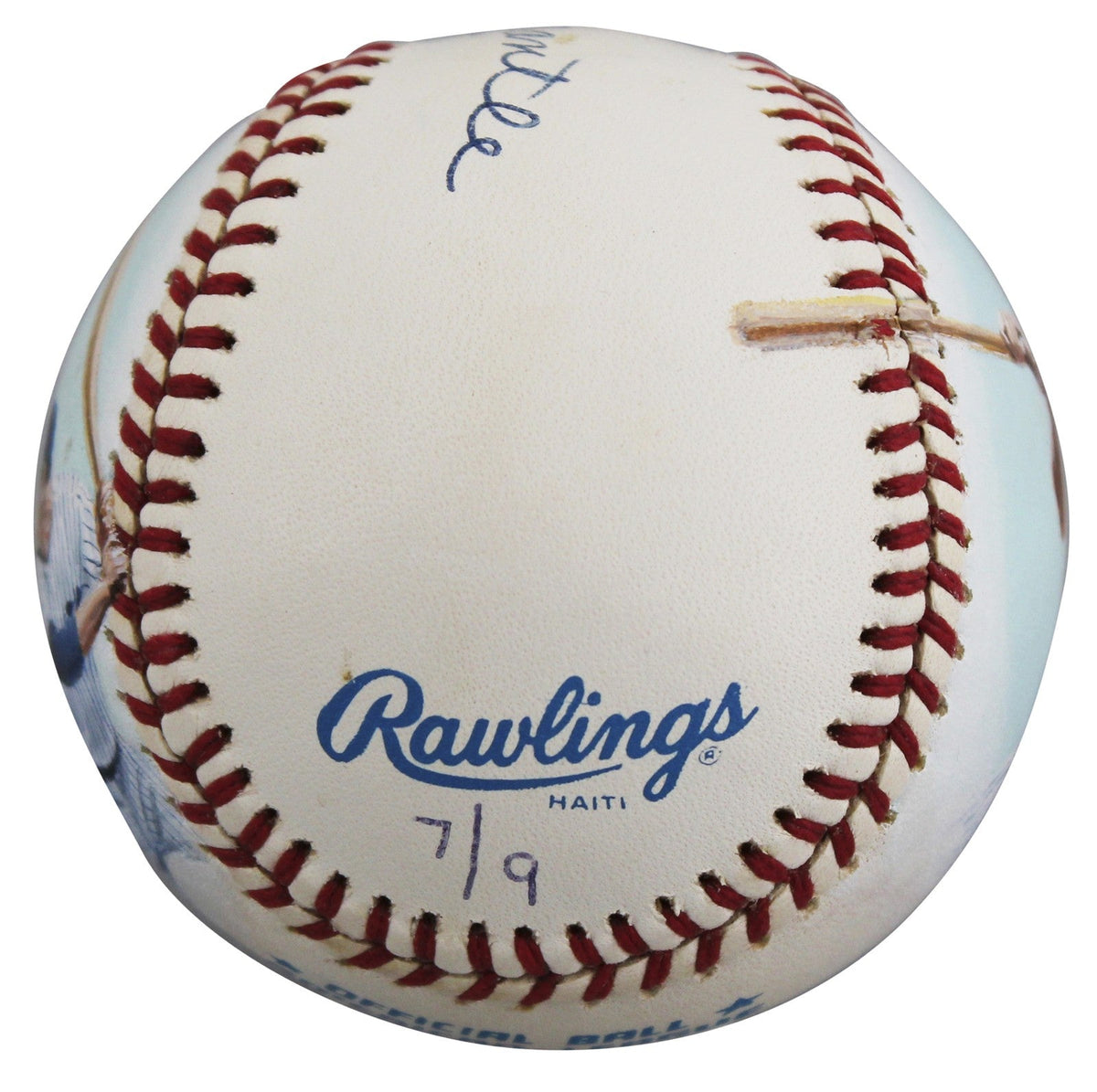 Yankees Mickey Mantle Signed Jolene Jessie Painted OAL Baseball LE #7/9 BAS LOA