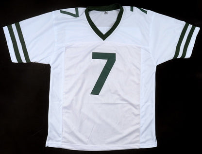 Justin Fields Signed New York Jets White Jersey (Beckett) Ex-Ohio State Q.B.