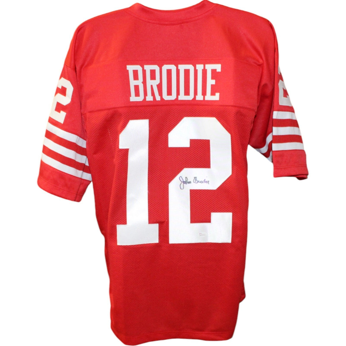 John Brodie Autographed/Signed Pro Style Red size XL Jersey JSA 44091