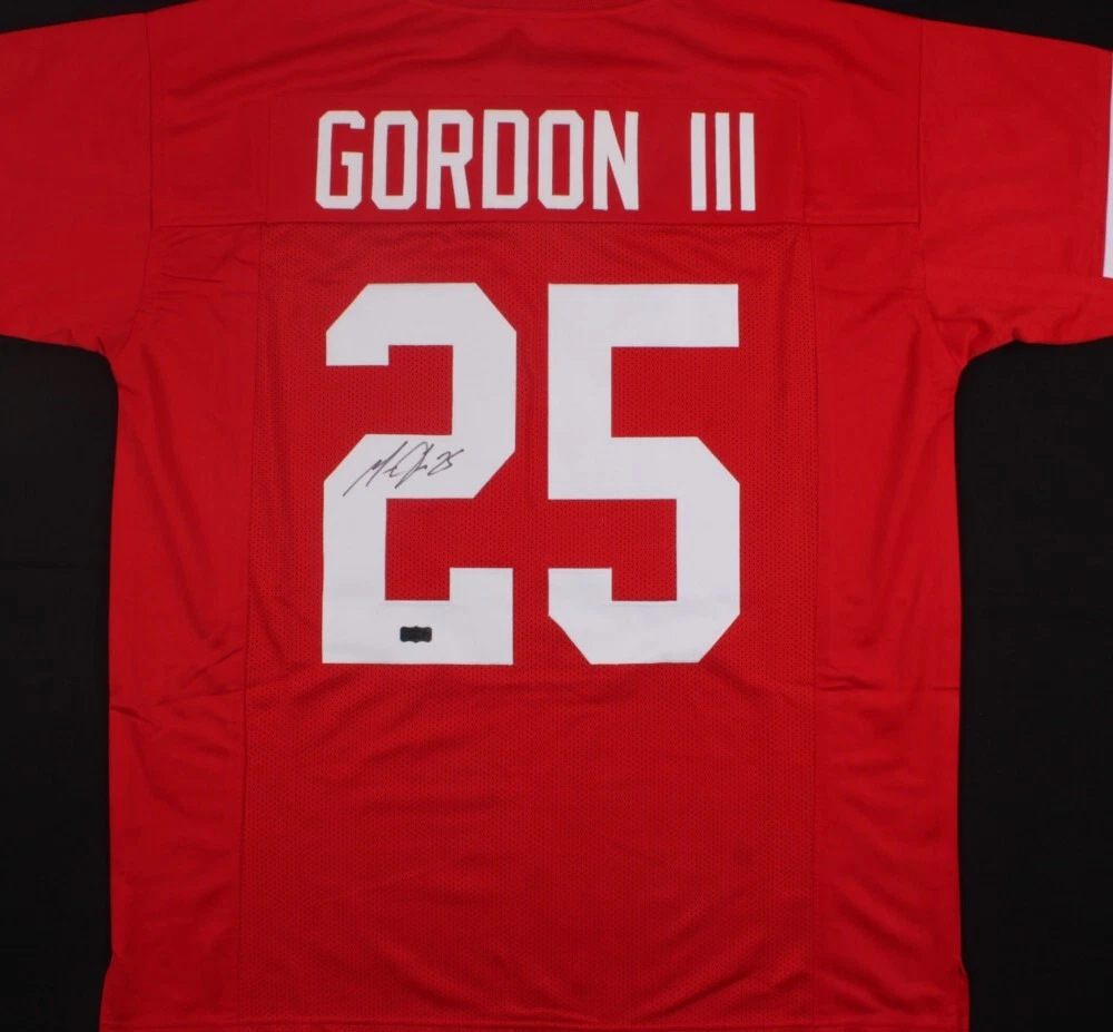 Autographed/Signed Melvin Gordon Wisconsin Red College Football Jersey JSA COA