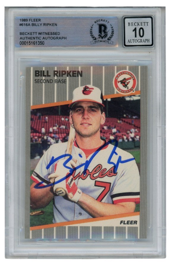 Billy Ripken Autographed 1989 Fleer #616 Error Card 10 Grade Beckett 52547