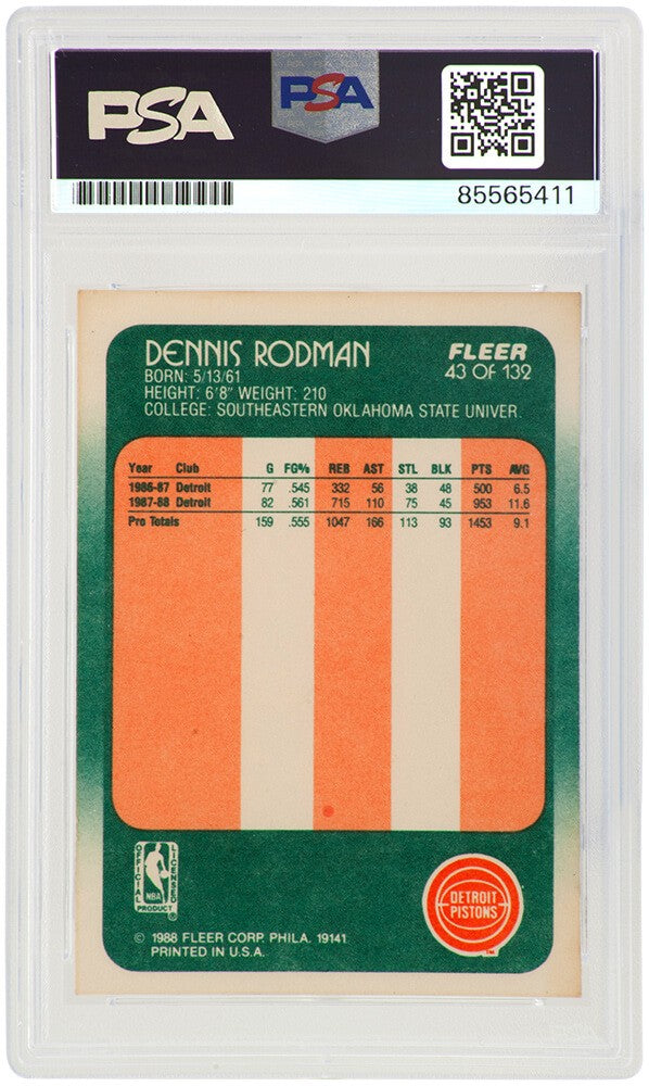 Dennis Rodman Signed Detroit Pistons 1988 Fleer RC Basketball Card #43 (PSA/DNA)