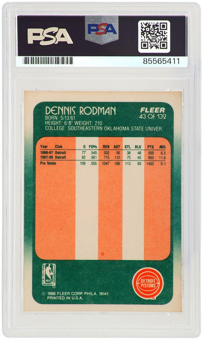 Dennis Rodman Signed Detroit Pistons 1988 Fleer RC Basketball Card #43 (PSA/DNA)