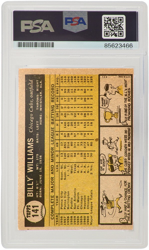 Billy Williams Signed Cubs 1961 Topps Rookie Baseball Card #141 - (PSA/DNA)