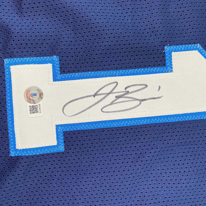 Framed Autographed/Signed Jalen Brunson 33x42 Villanova Blue Jersey BAS COA