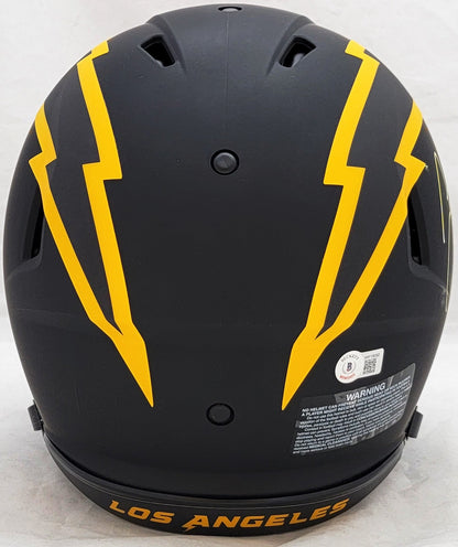 Justin Herbert Auto Chargers Eclipse Black Full Size Helmet 2020 NFL OROY Scuff