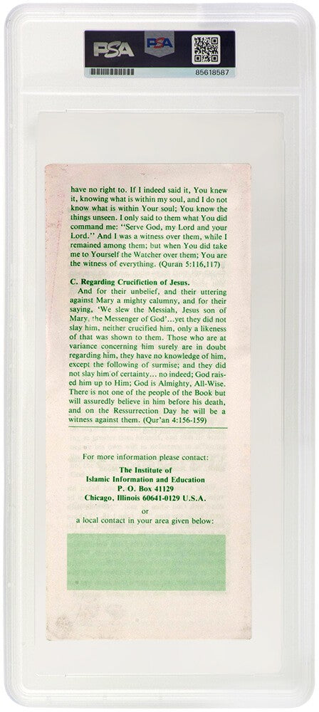 Muhammad Ali Signed Islamic Brochure Green 9x3 Pamplet - (PSA/DNA Encapsulated)