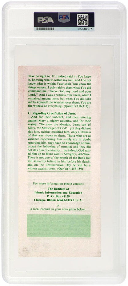 Muhammad Ali Signed Islamic Brochure Green 9x3 Pamplet - (PSA/DNA Encapsulated)