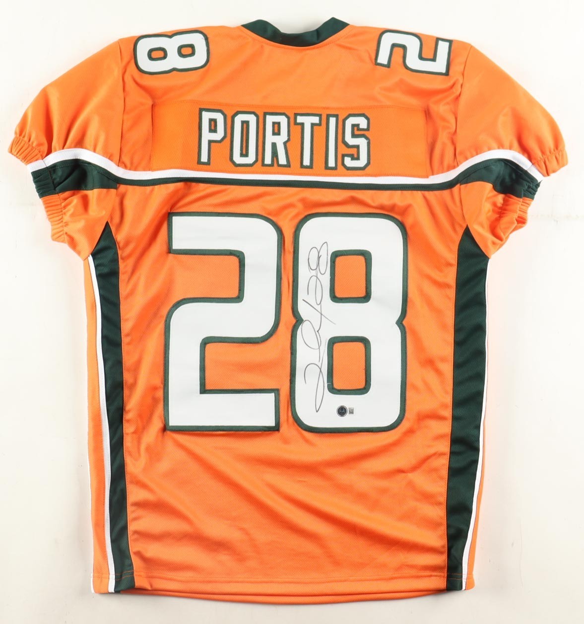 Clinton Portis Signed Miami Hurricanes Pro Cut Jersey (Beckett) 2xPro Bowl R.B.