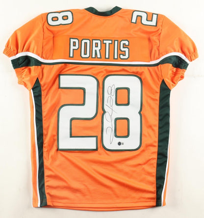 Clinton Portis Signed Miami Hurricanes Pro Cut Jersey (Beckett) 2xPro Bowl R.B.
