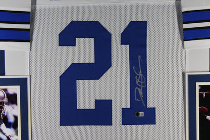 Deion Sanders Autographed Pro Style White XL Framed Jersey 35x43 Beckett 51237