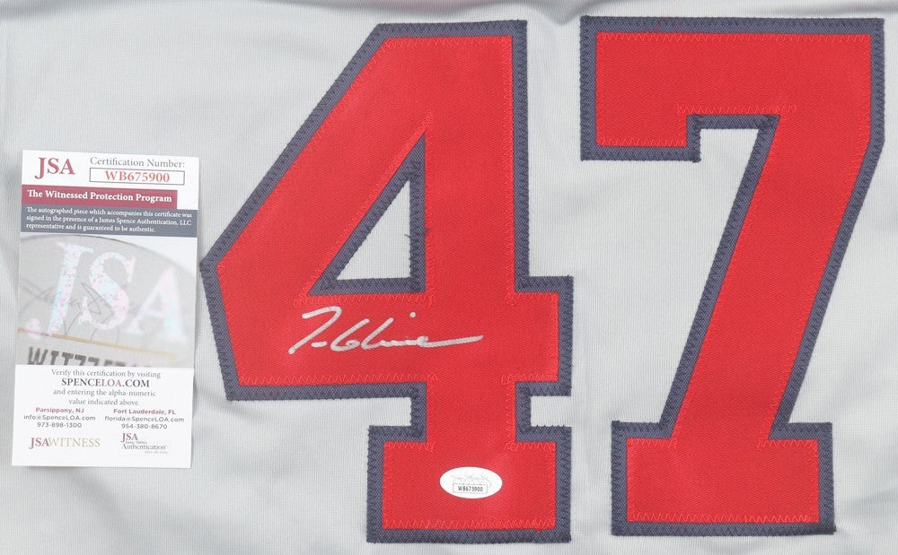 Tom Glavine Signed Atlanta Braves Stat Jersey (JSA COA) 10xMLB All Star Pitcher