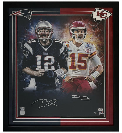 Tom Brady & Patrick Mahomes Autographed 20 x 24 Photo Fanatics and Beckett LE 50