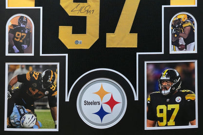 FRAMED PITTSBURGH STEELERS CAM HEYWARD AUTOGRAPHED SIGNED JERSEY BECKETT HOLO