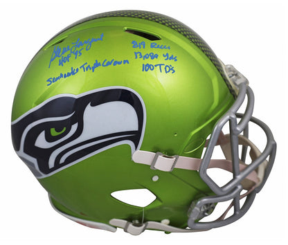Seahawks Steve Largent "5x Insc" Signed Flash F/S Speed Proline Helmet BAS Wit