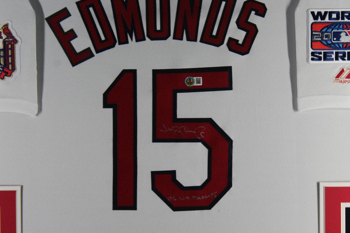 Jim Edmonds Signed St Louis Cardinals 2006 World Series Framed Jersey Beckett