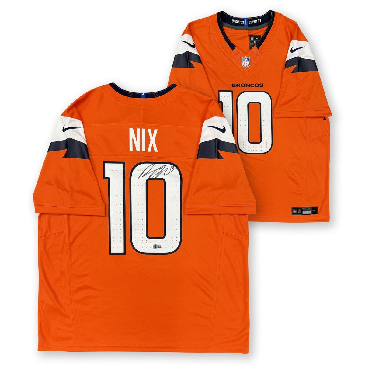 Bo Nix Autographed Denver Broncos Nike Limited Football Orange Jersey Beckett