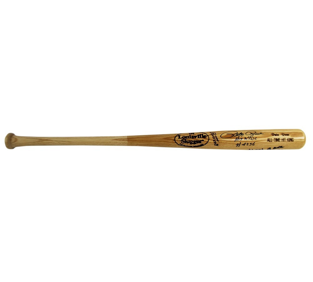 Pete Rose & Hank Aaron Signed Louisville Slugger Blonde Bat - Kit King/HR Kings