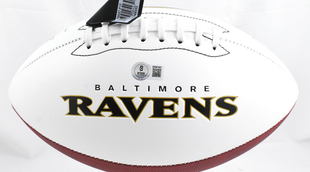 Suggs/Lewis/Reed Autographed Ravens Logo Football - Beckett W Hologram *Black