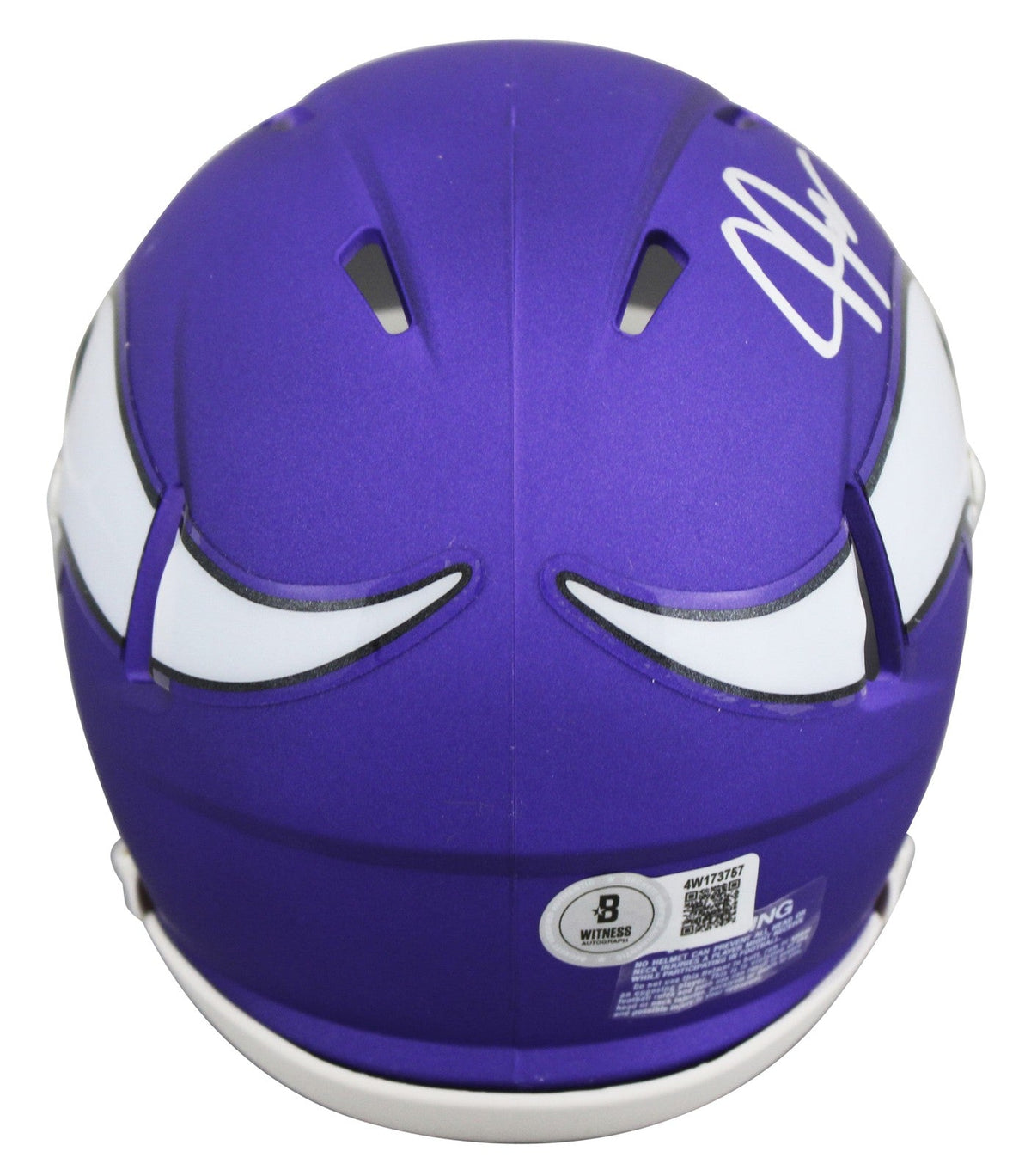 Vikings Justin Jefferson Signed Purple Speed Mini Helmet w/ Case BAS Witnessed