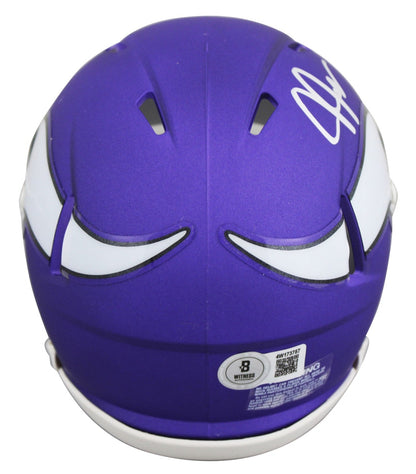Vikings Justin Jefferson Signed Purple Speed Mini Helmet w/ Case BAS Witnessed