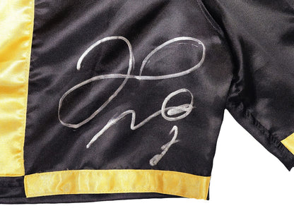 Floyd Mayweather Jr. Autographed Signed Black & Gold Boxing Trunks Beckett Wit
