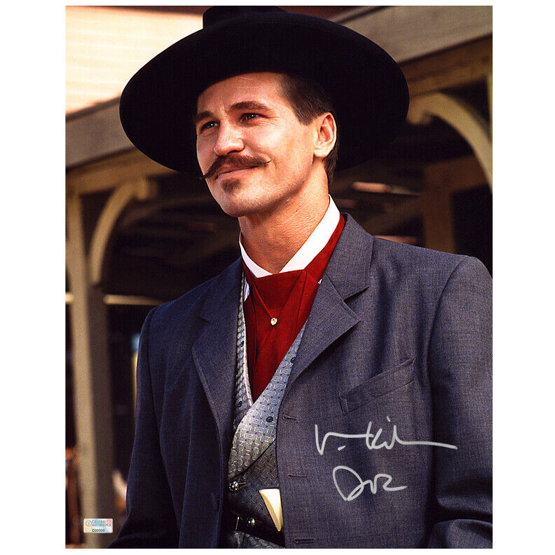 Val Kilmer Autographed Tombstone Doc Holliday 11x14 Photo with DOC Inscription