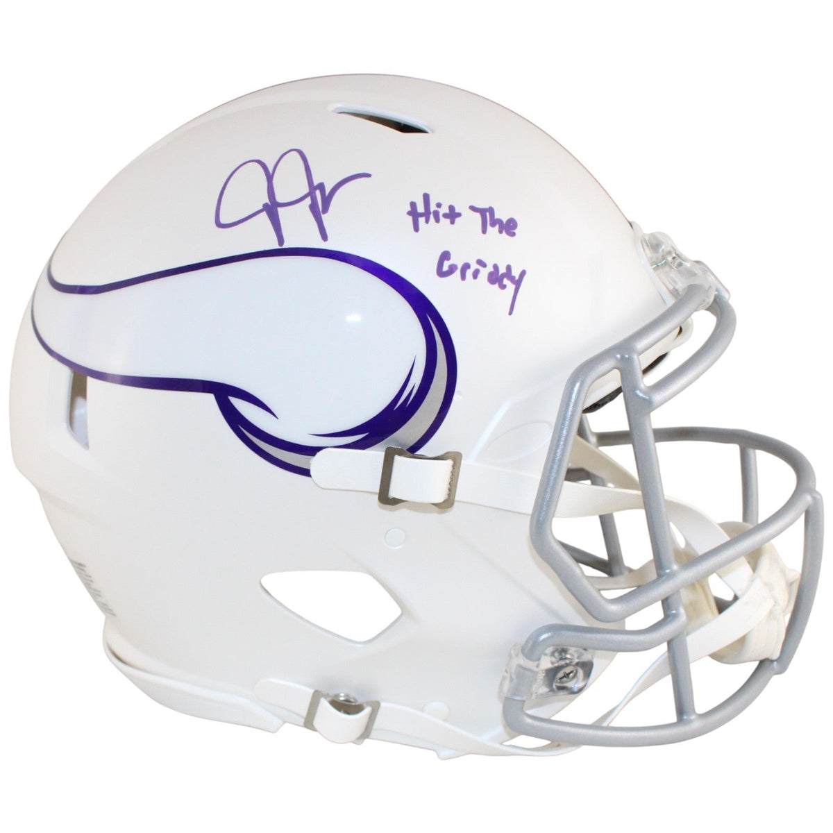 Justin Jefferson Signed Minnesota Vikings Pro Alt Helmet Griddy Beckett 52893