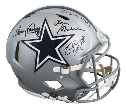 Cowboys (3) Pearson, Staubach & Dorsett Signed F/S Speed Proline Helmet BAS Wit