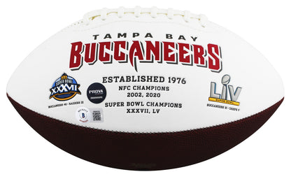 Sapp, Barber, Alstott & Brooks Signed Wilson White Panel Football W/ Case BAS W