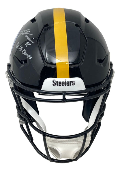James Harrison Signed Steelers FS Authentic SpeedFlex Helmet 2x SB Champs BAS
